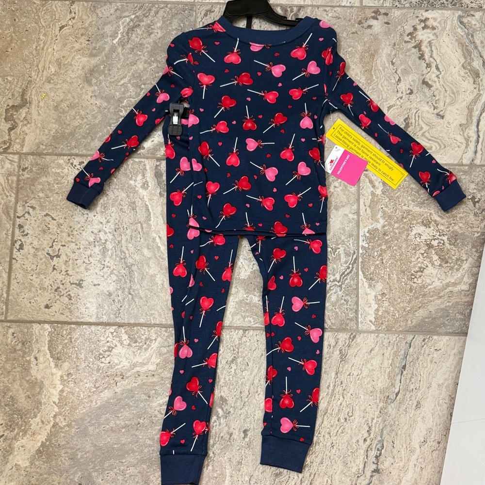 NWT Size 5 Way to Celebrate Navy Cherry Print One-Piece Pajama Set